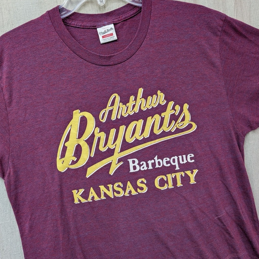 Charlie Hustle Arthur Bryant's Barbeque Kansas City Shirt Mens Large Maroon BBQ